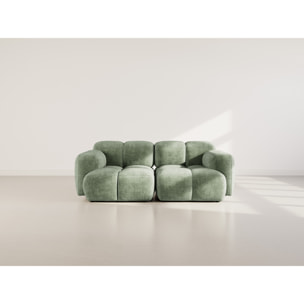 Grace - canapé modulable 2 places en velours texturé - Vert sauge