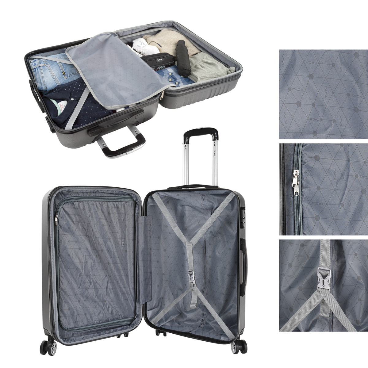 Maleta Itaca Sevron Set De 3 Unidades Antracita