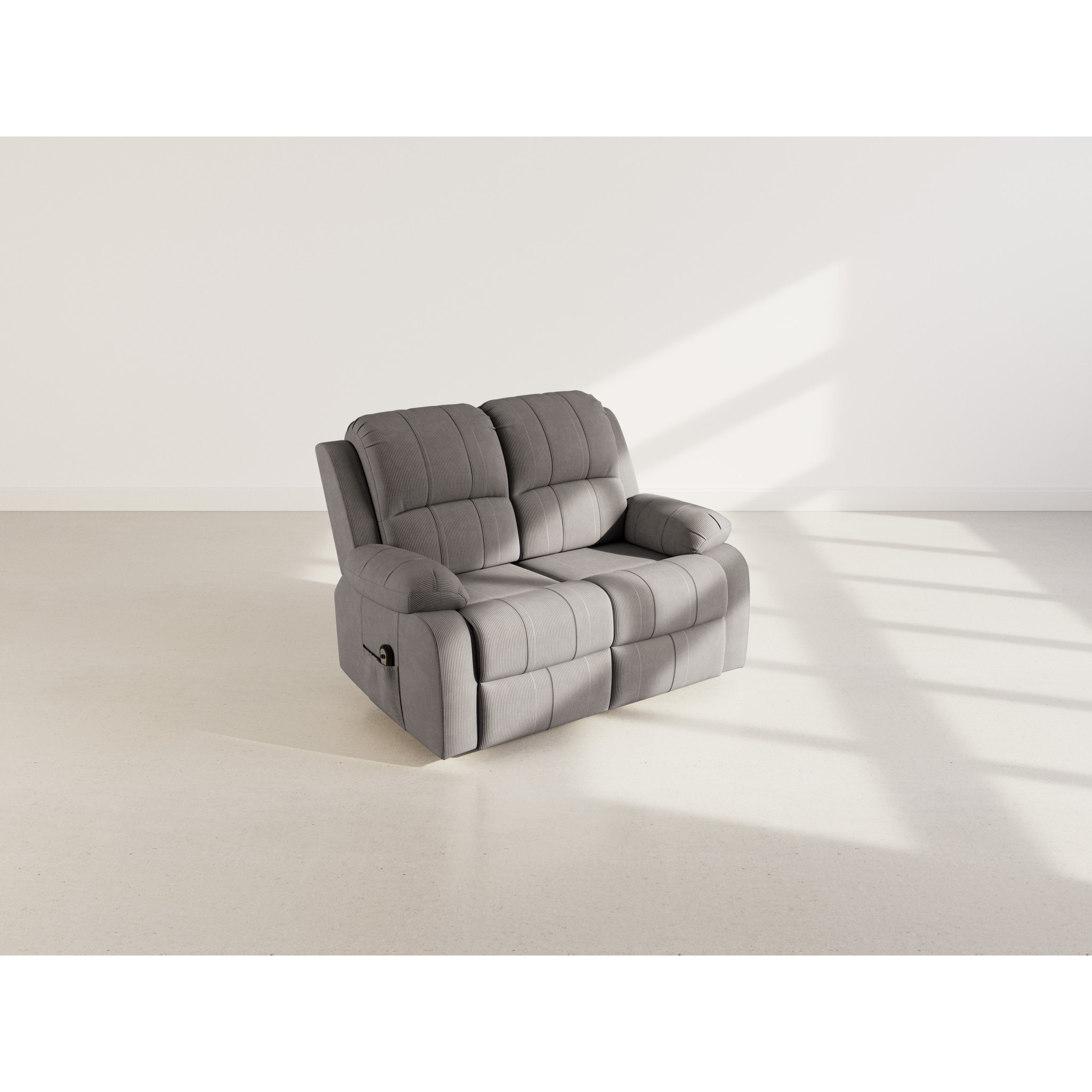 Armand - Canapé 2 places relax électrique en velours côtelé - Gris
