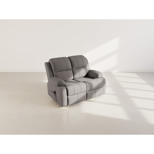 Armand - Canapé 2 places relax électrique en velours côtelé - Gris