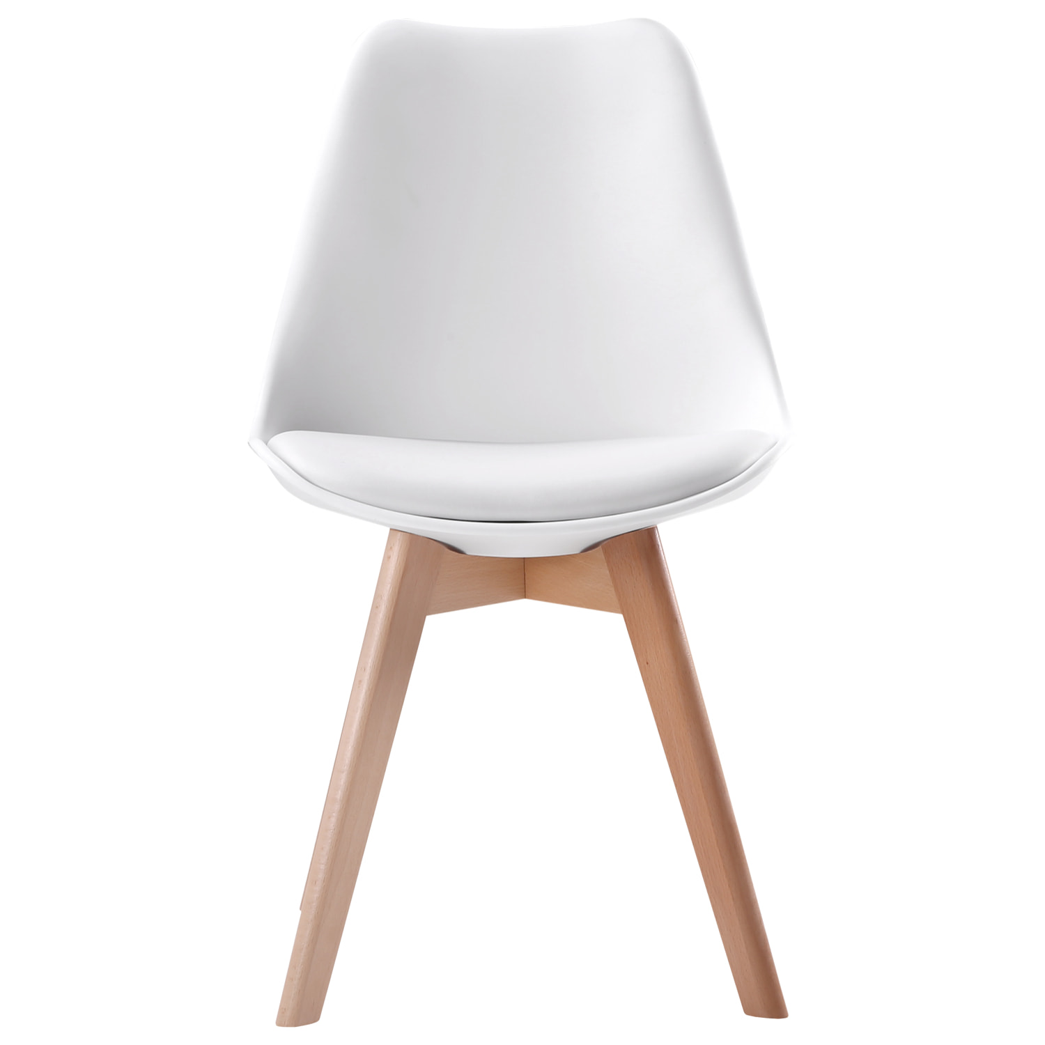 Lot de 4 chaises scandinaves NORA blanches avec coussin
