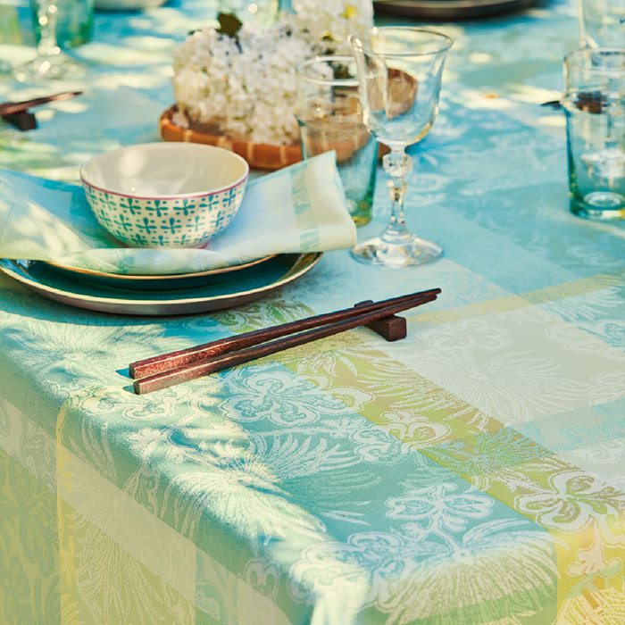 Nappe enduite jacquard Mille venusta aqua