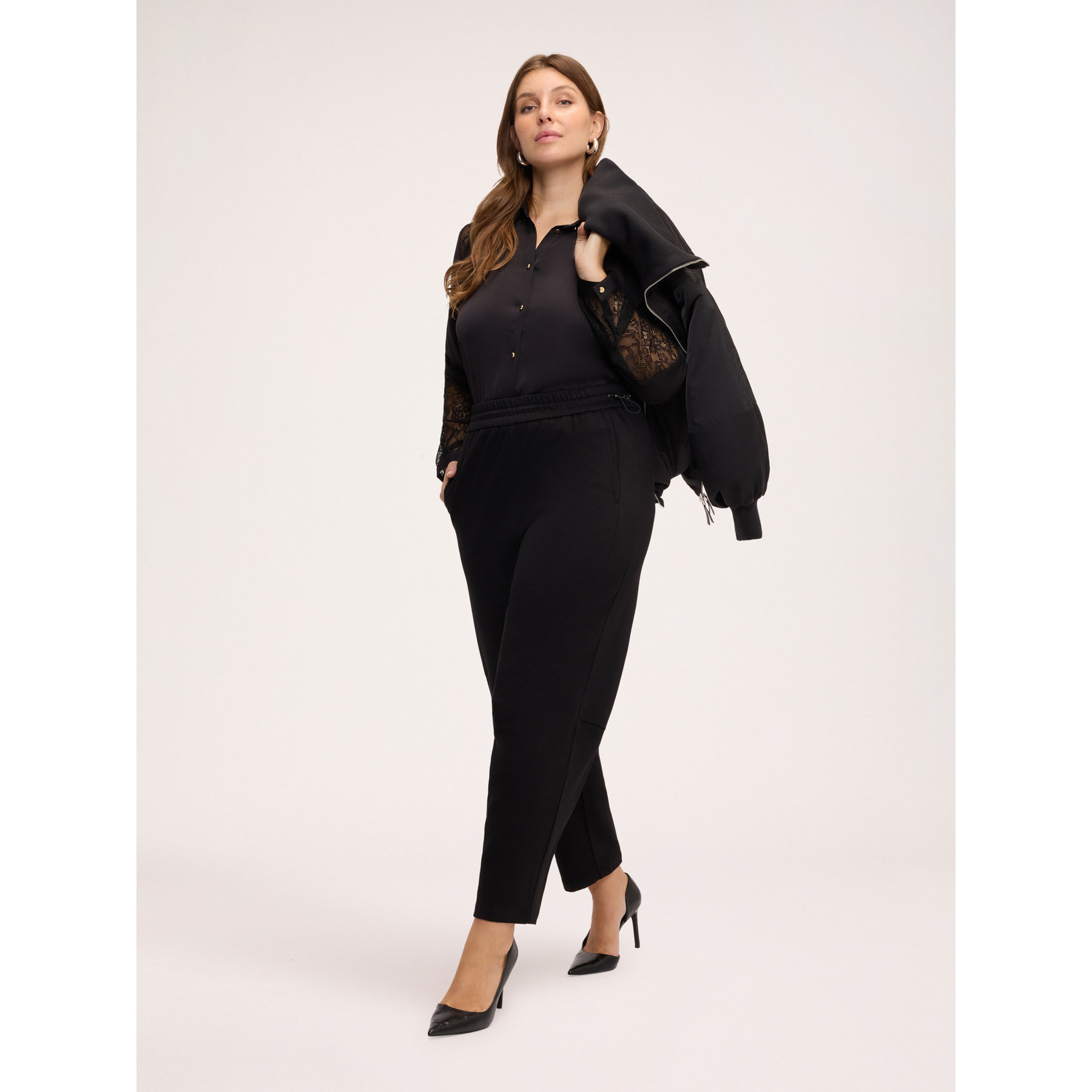 Fiorella Rubino - Pantaloni Balloon in tessuto stretch - Nero