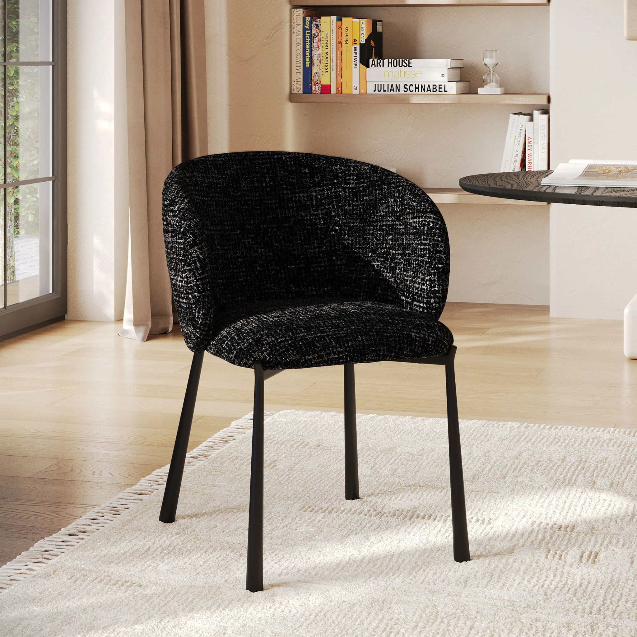 Chaise en tissu texturé noir - Danaë