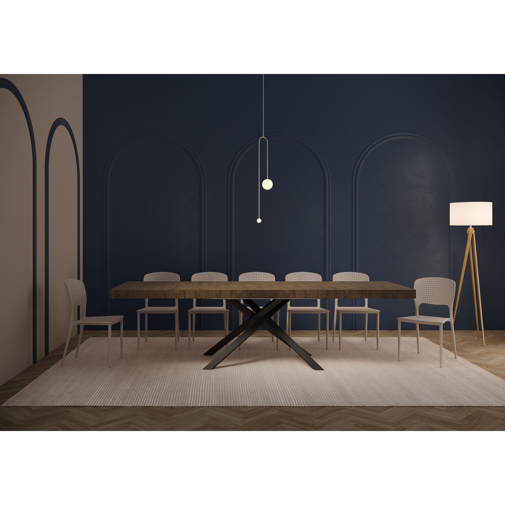 Table extensible 90x180/284 cm Karida Premium noyer pieds anthracite
