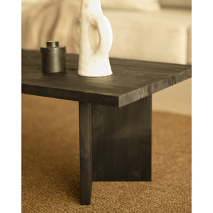 Mesa de centro de madera maciza en tono negro de 120x50 cm Alto: 40 Largo: 120 Ancho: 55