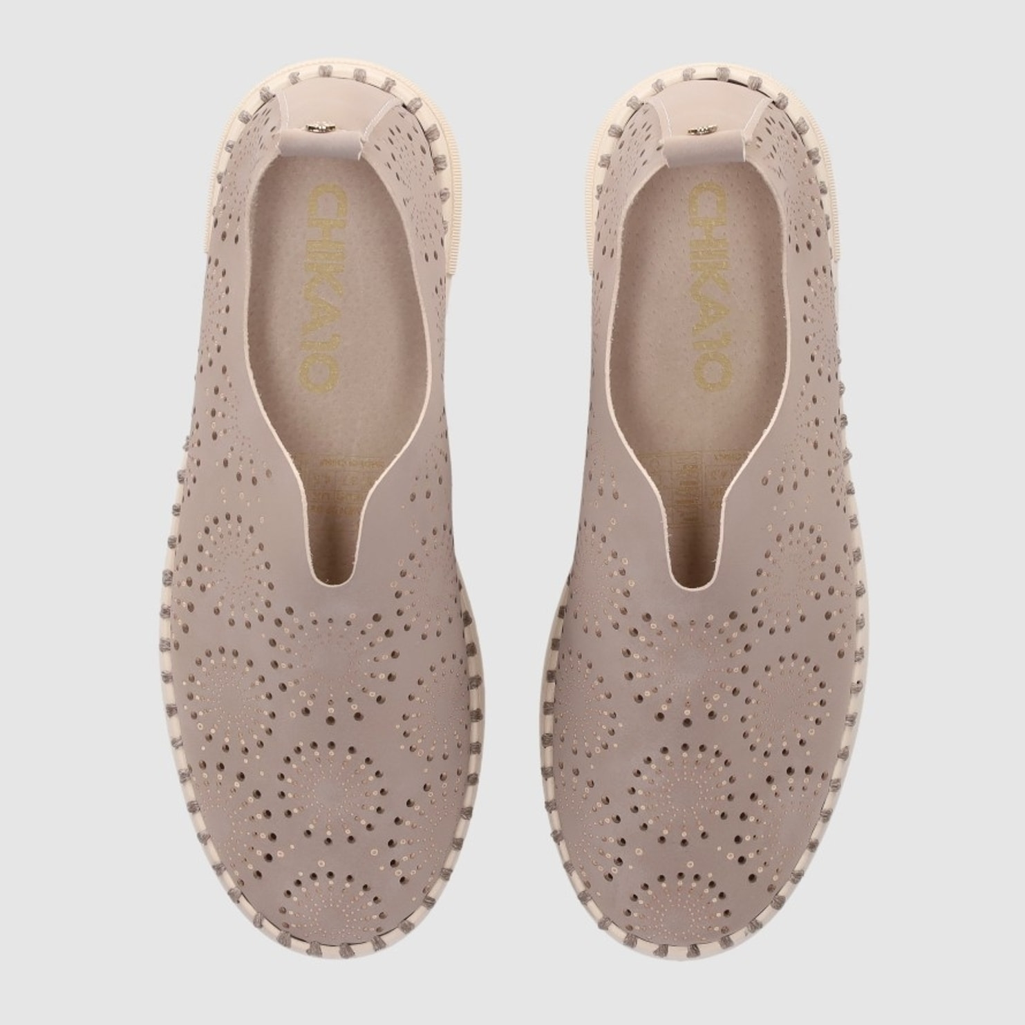 Zapatos de Tejido - Taupe - Tacón: Bajo