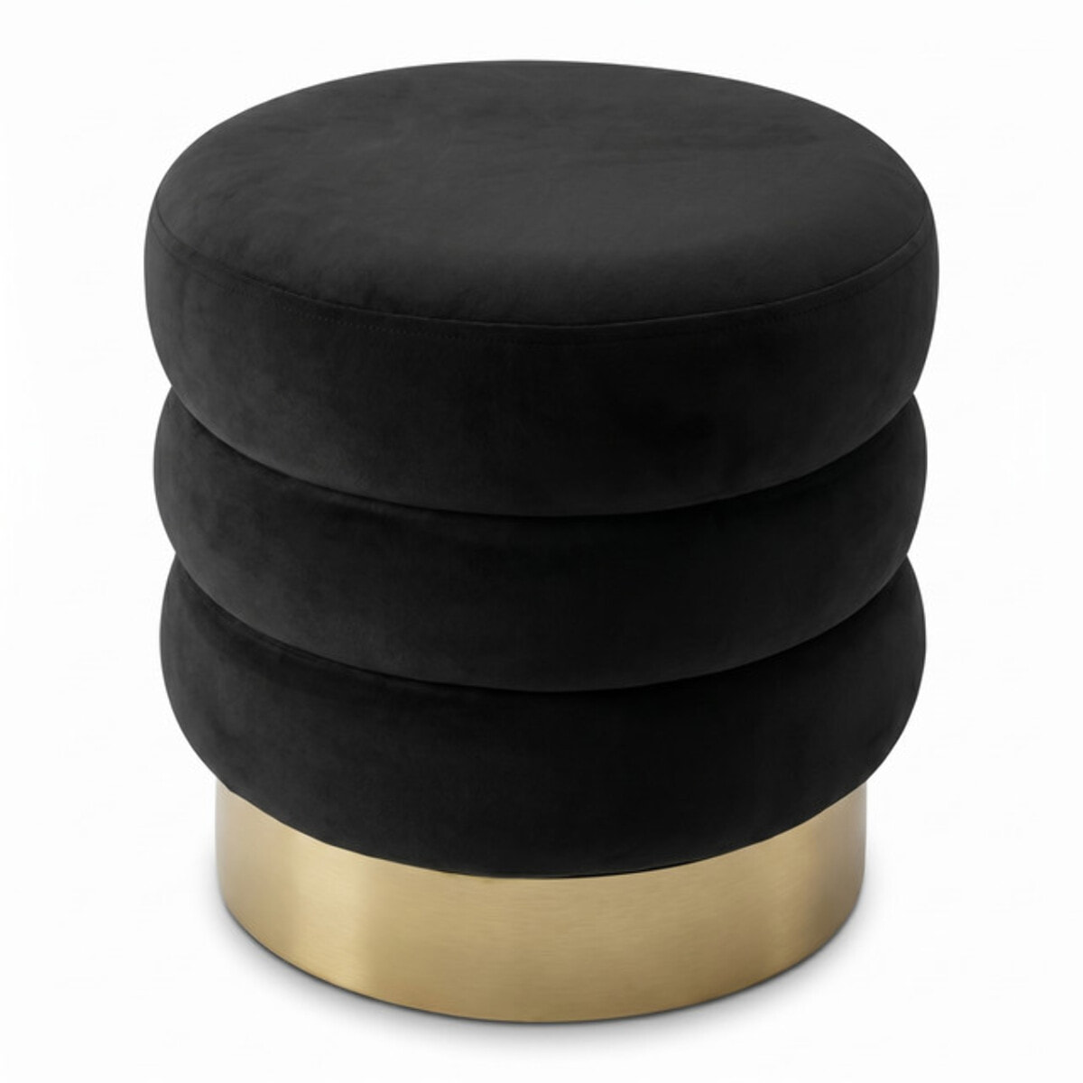 Pouf rotondo in velluto con base oro Ø38x38 cm, sgabello imbottito design moderno elegante, seduta decorativa per salotto camera da letto ingresso cabina armadio, pouf velvet con struttura resistente fino a 100 kg