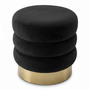 Pouf rotondo in velluto con base oro Ø38x38 cm, sgabello imbottito design moderno elegante, seduta decorativa per salotto camera da letto ingresso cabina armadio, pouf velvet con struttura resistente fino a 100 kg