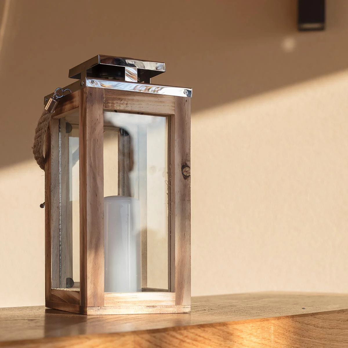 Lanterne solaire bois OAKY H28CM