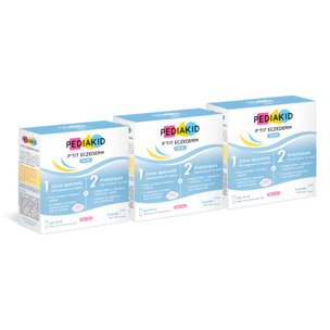 PEDIAKID - P'tit Eczederm Duo - Duo complet IN & OUT - Complément alimentaire probiotiques & crème apaisante naturelle - Peau sensible & sèche -  21 sachets + 1 tube - Lot de 3