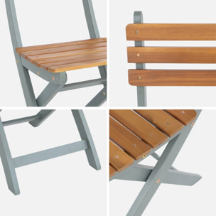 Lot de 4 chaises de jardin CALENA pliables acacia kaki. 40 x 52 x 85 cm