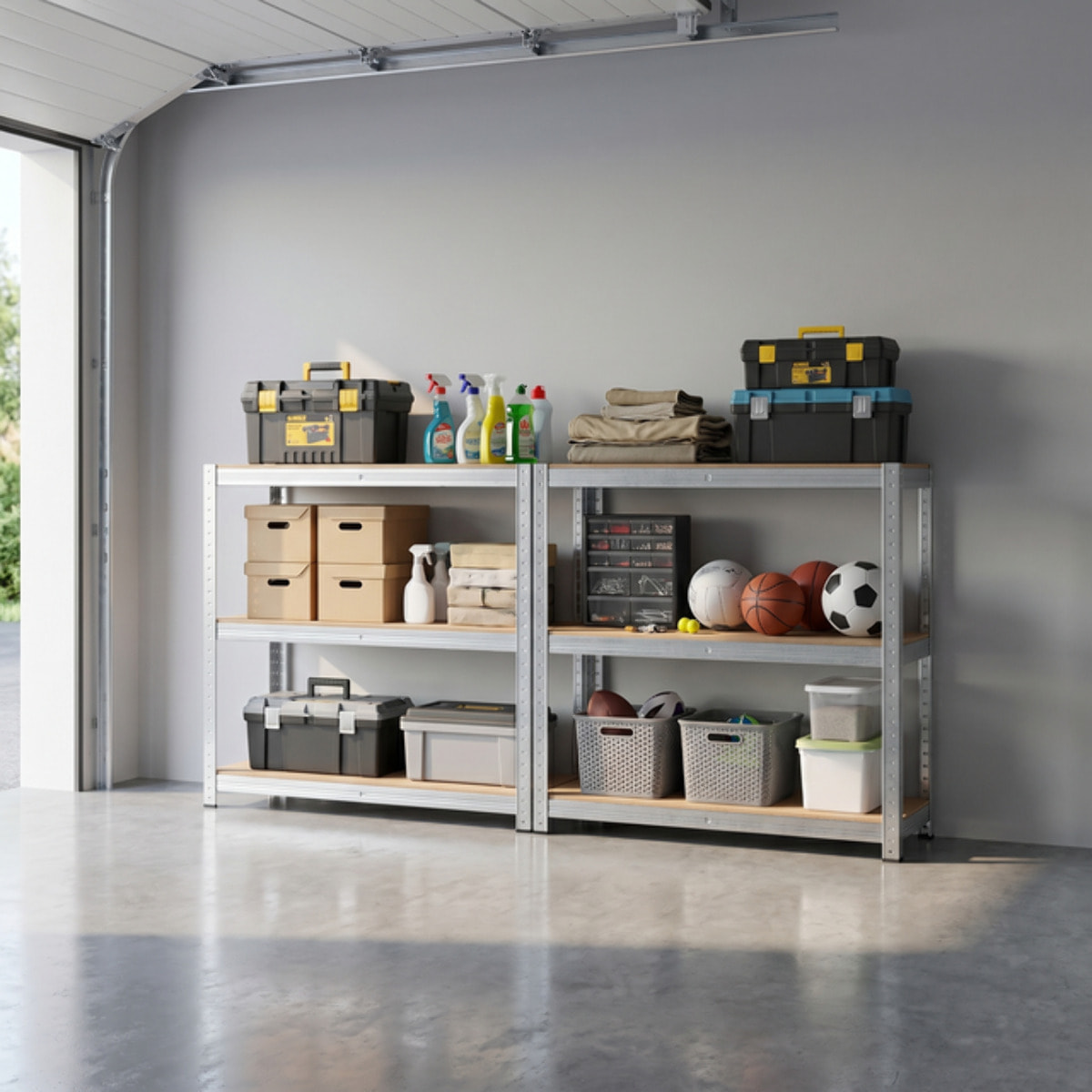 Scaffale metallico 6 ripiani 180x40x90 cm, scaffalatura acciaio heavy duty fino a 175 kg per ripiano, struttura orizzontale salvaspazio, montaggio ad incastro senza bulloni, ideale per garage magazzino officina e cantina