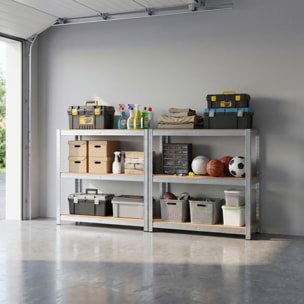Scaffale metallico 6 ripiani 180x40x90 cm, scaffalatura acciaio heavy duty fino a 175 kg per ripiano, struttura orizzontale salvaspazio, montaggio ad incastro senza bulloni, ideale per garage magazzino officina e cantina