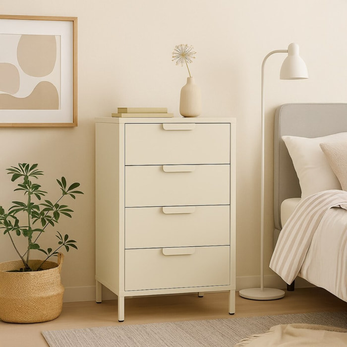 Cassettiera ufficio in metallo 4 cassetti 60x38x101 cm avorio - Pop
