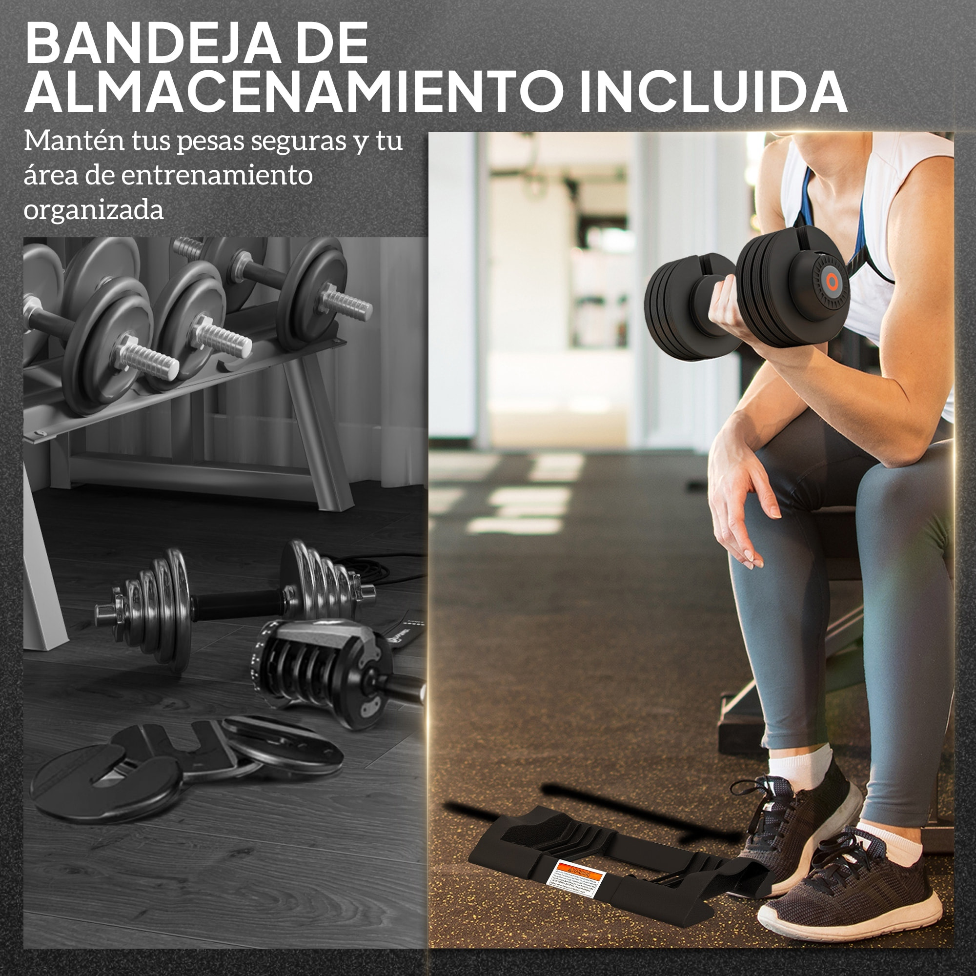 Mancuerna Ajustable 4 en 1 20 kg, Pesas y Mancuernas, Ajuste Rápido de Peso, con Base de Almacenamiento y Mango Antideslizante, para Entrenamiento en Casa Gimnasio