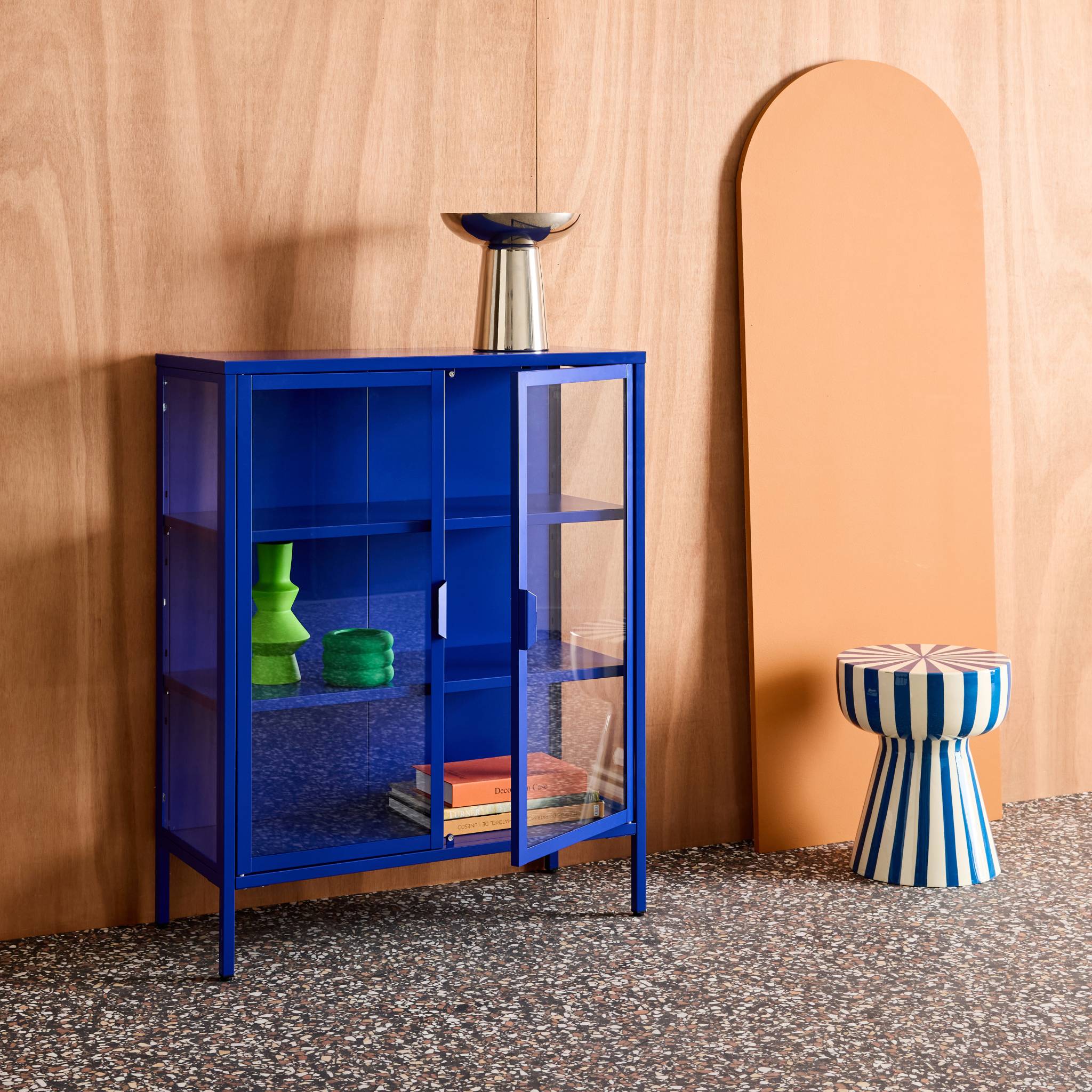 Armoire vitrine acier et verre trempé 2 portes 80cm ARKANSAS