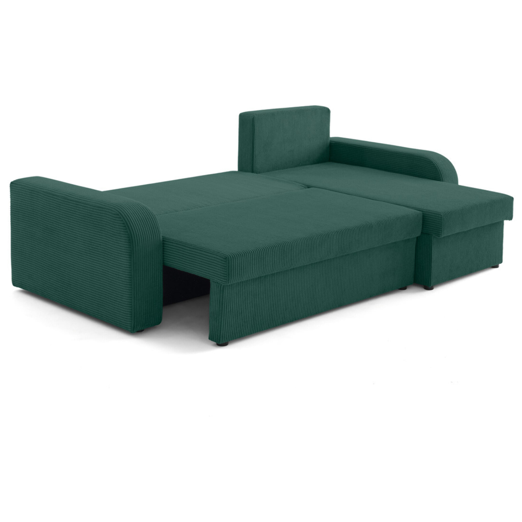 Valos - canapé d'angle réversible - 4 places - convertible avec coffres - en velours côtelé - Vert