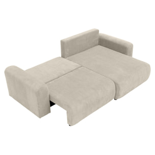 Naomi - Canapé d'angle réversible 4 places convertible avec coffre en velours côtelé - Beige