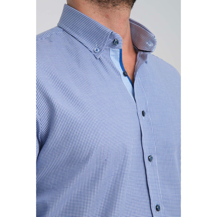Camicia Uomo Botton Down Slim Armaturato Fantasia Avion e Bianco