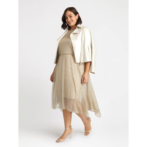 Fiorella Rubino - Vestito floreale in tulle lurex - Beige