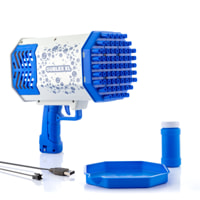 Pistola gigante di bolle ricaricabile con LED - blu e grigio - 21,5x12x21,5 cm