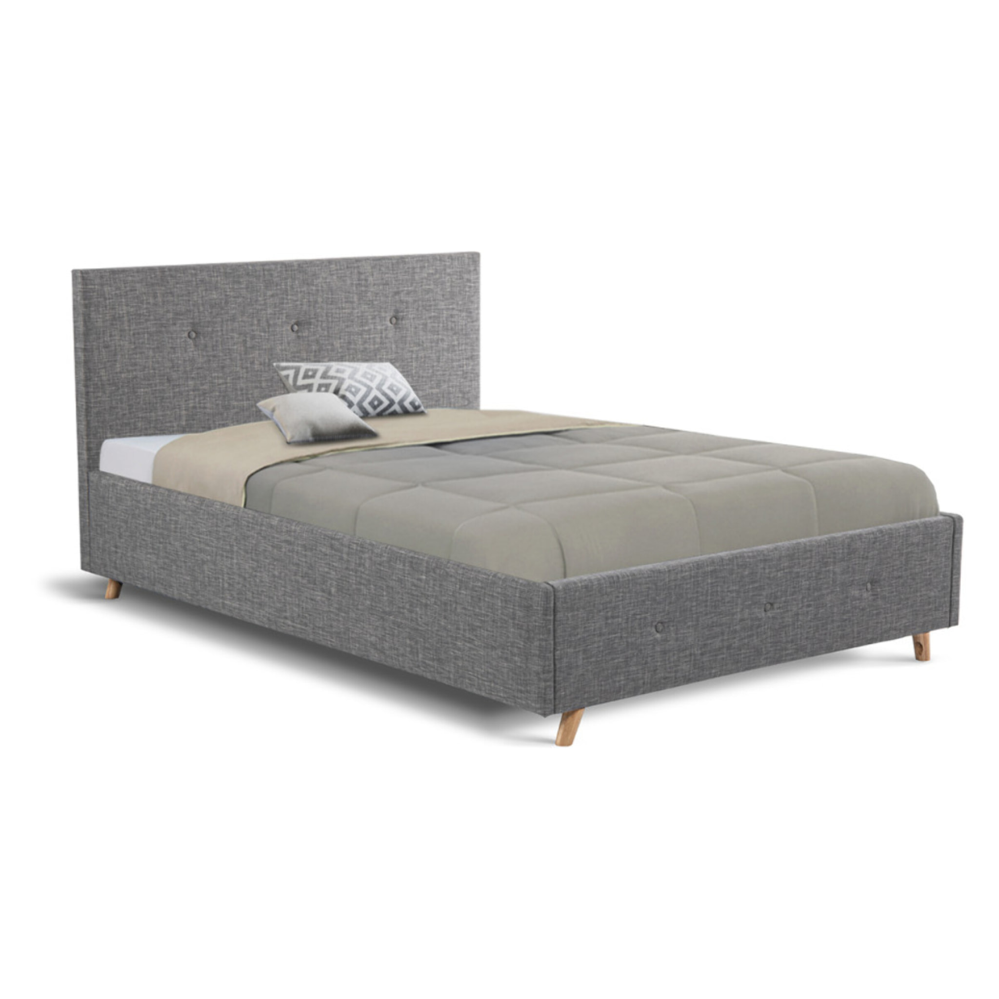 Lit coffre Mala 160x200cm tissu gris