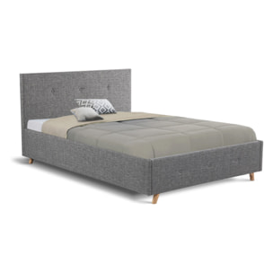 Lit coffre Mala 160x200cm tissu gris