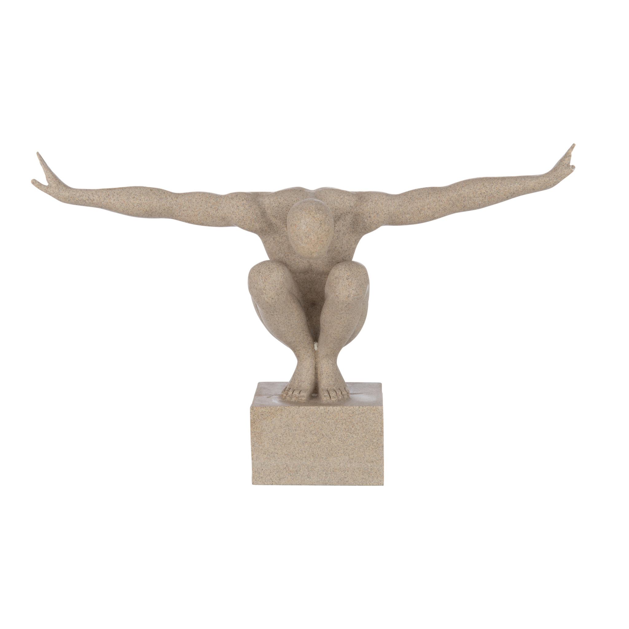 J-Line décoration Athlète Sur Socle -  marbre/polyrésine - beige - large