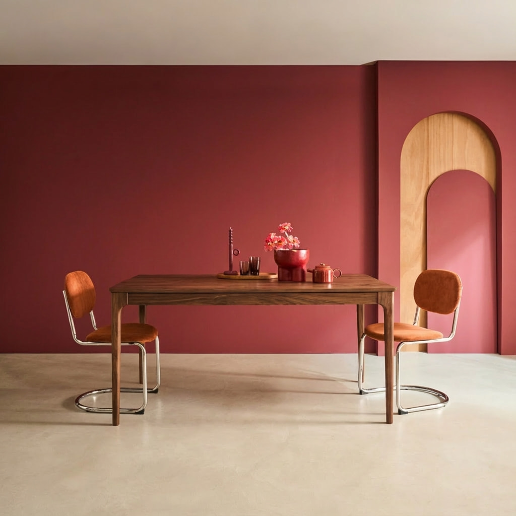 Table à manger rectangulaire extensible bois d'hévéa et placage frêne 6-8 places ELENA