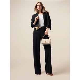 Oltre - Pantalones fluidos con cinturón joya - Negro
