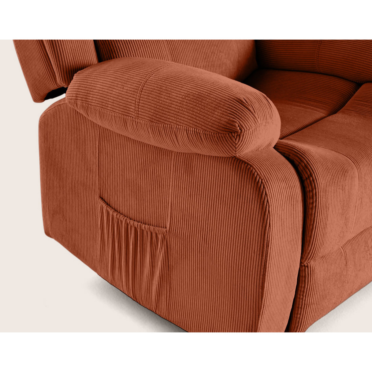 Armand - fauteuil relax électrique en velours côtelé - Terracotta