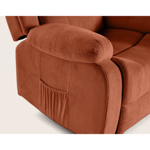 Armand - fauteuil relax électrique en velours côtelé - Terracotta