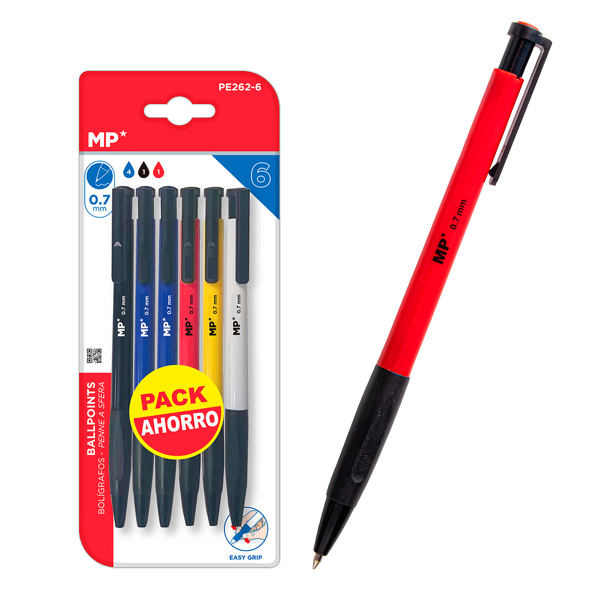 SET PENNE EASY GRIP 0.7 mm 6 pz.