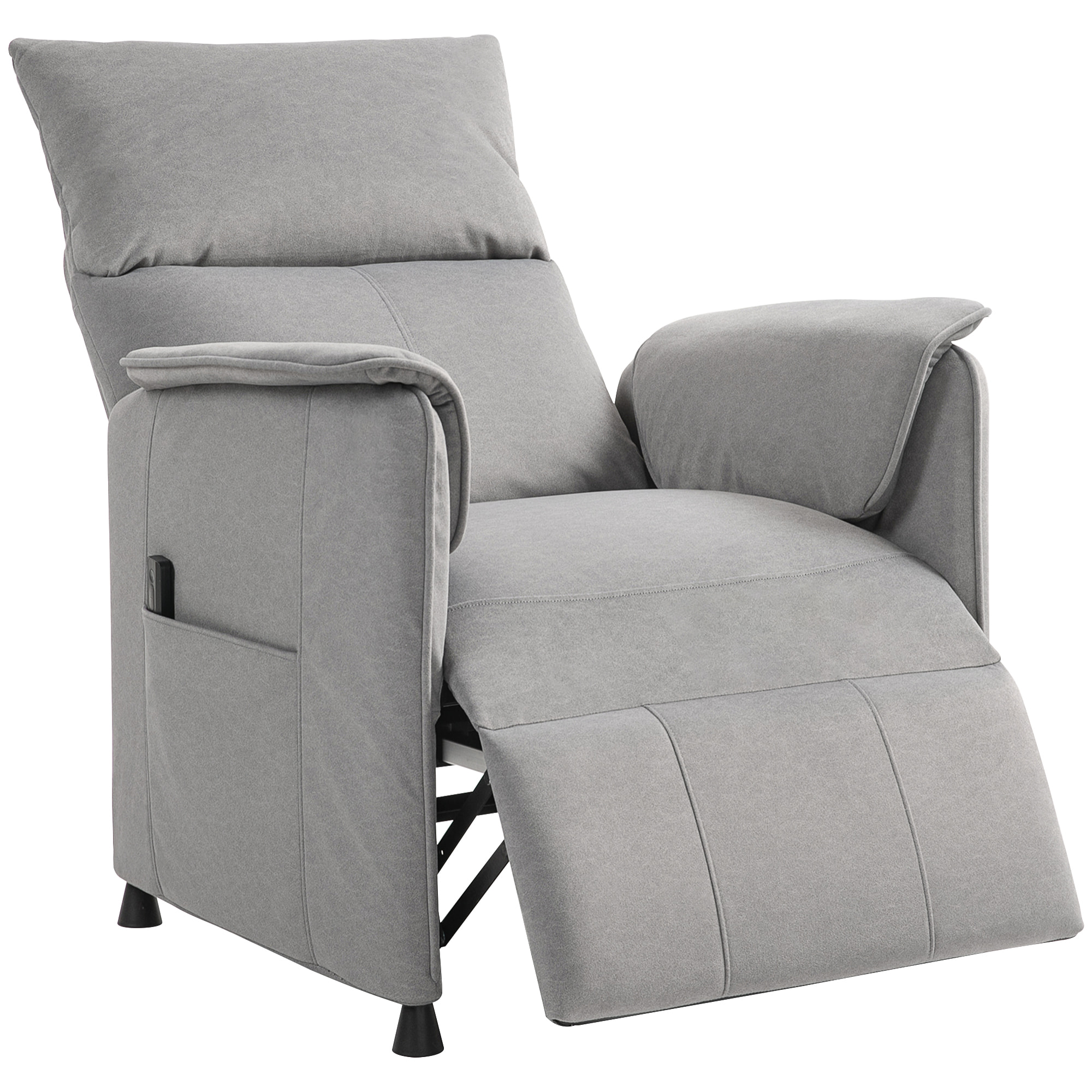 Sillón Relax Reclinable Eléctrico Sillón Reclinable Silencioso con Función Memoria Reposapiés Mando a Distancia Bolsillos Laterales Tela Apto para Mascotas para Dormitorio Salón Gris