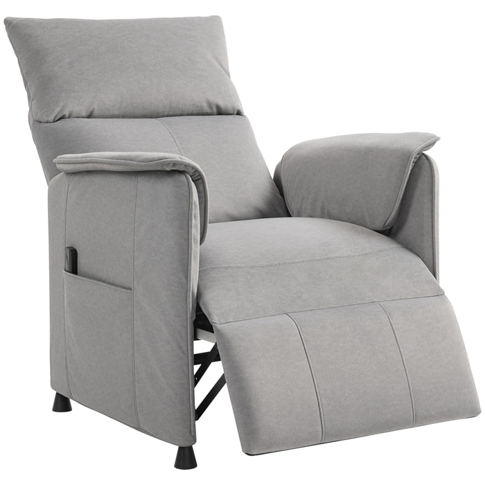 Sillón Relax Reclinable Eléctrico Sillón Reclinable Silencioso con Función Memoria Reposapiés Mando a Distancia Bolsillos Laterales Tela Apto para Mascotas para Dormitorio Salón Gris