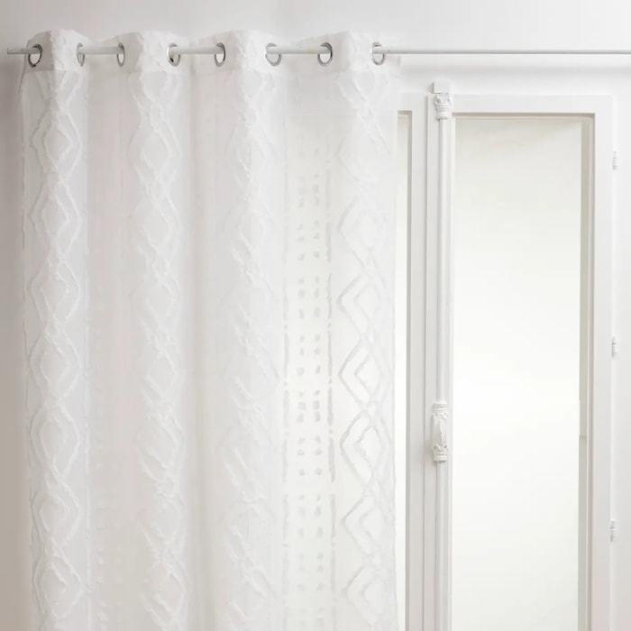 Voilage "Sama" - motifs jacquard - blanc 140x240 cm
