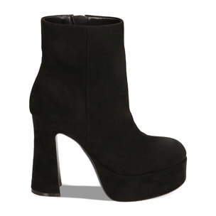 Botines plataforma negros en microfibra tacón 11,5 cm