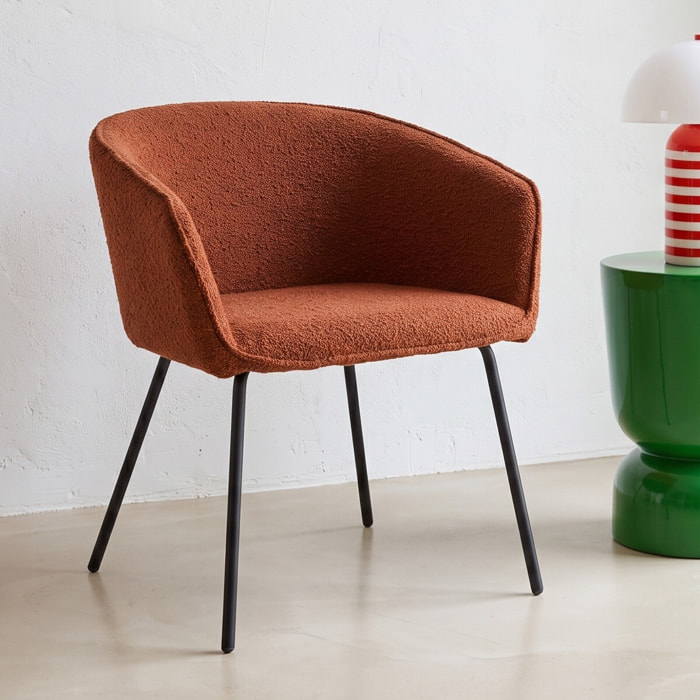 Lot de 2 fauteuils de table en tissu bouclé - SWANN