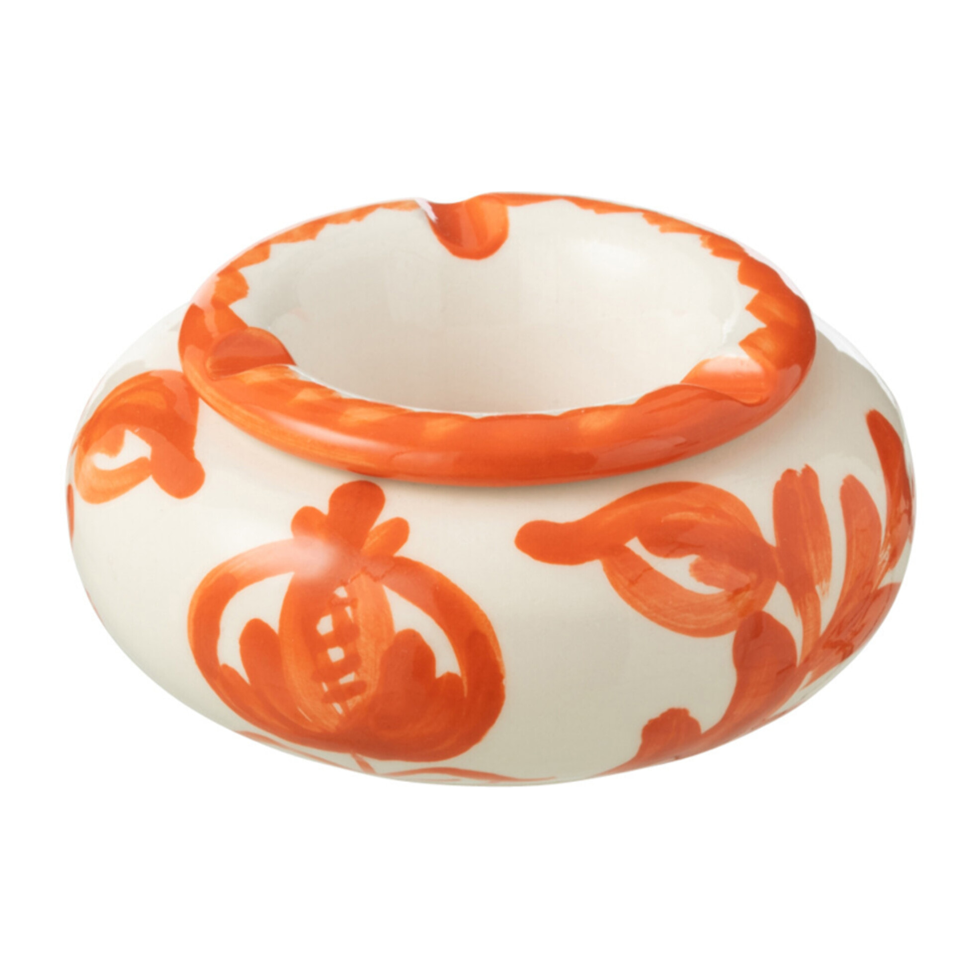J-Line cendrier Granada - céramique - blanc/orange - small