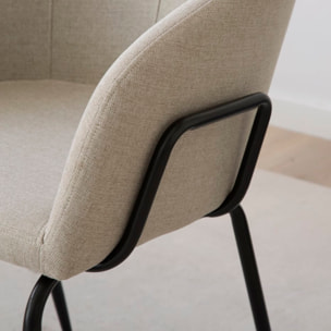 Chaise rembourrée Dresden -tissu. pieds métalliques-couleur beige 60 x 76 x 57 cm