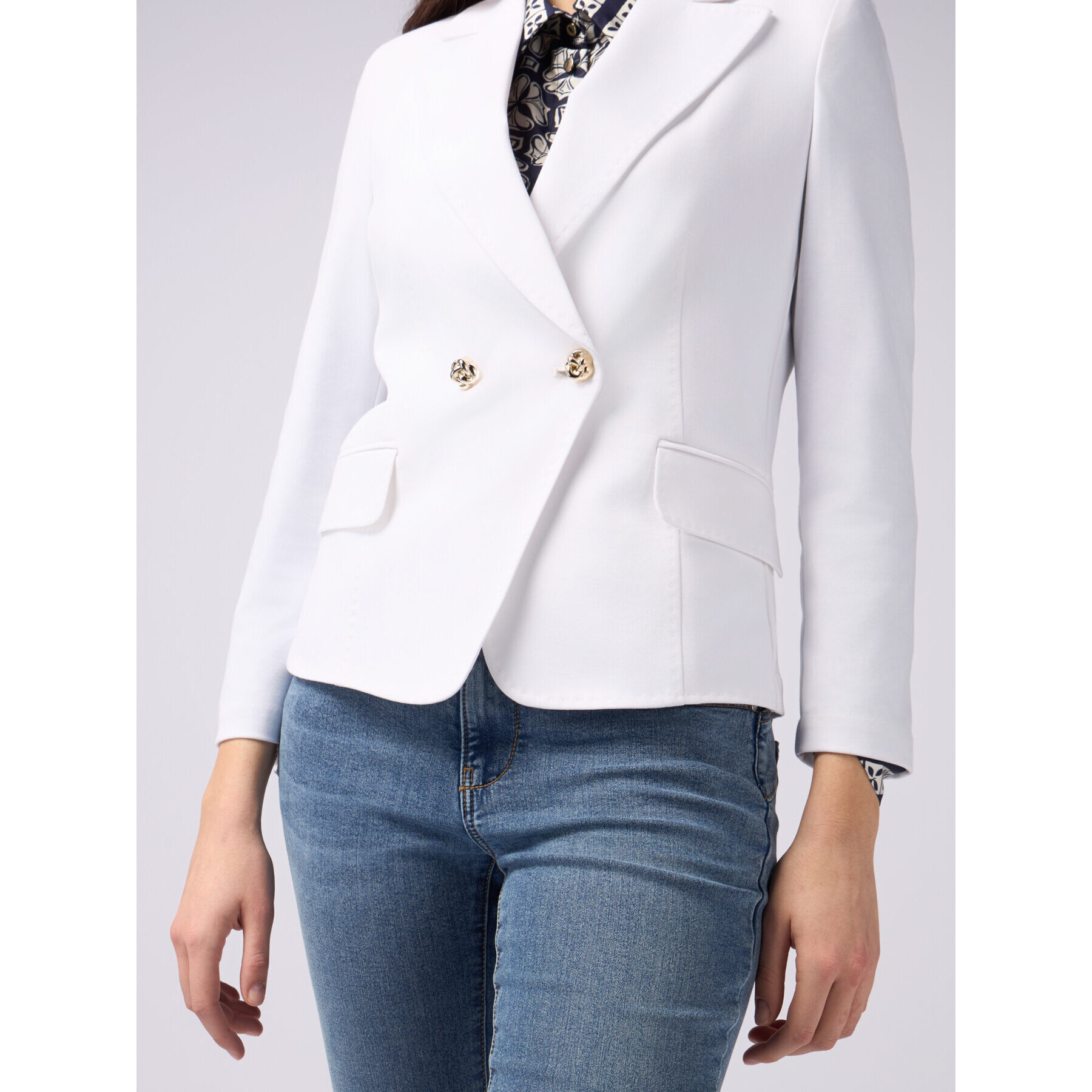 Oltre - Blazer doppiopetto in punto milano - Bianco