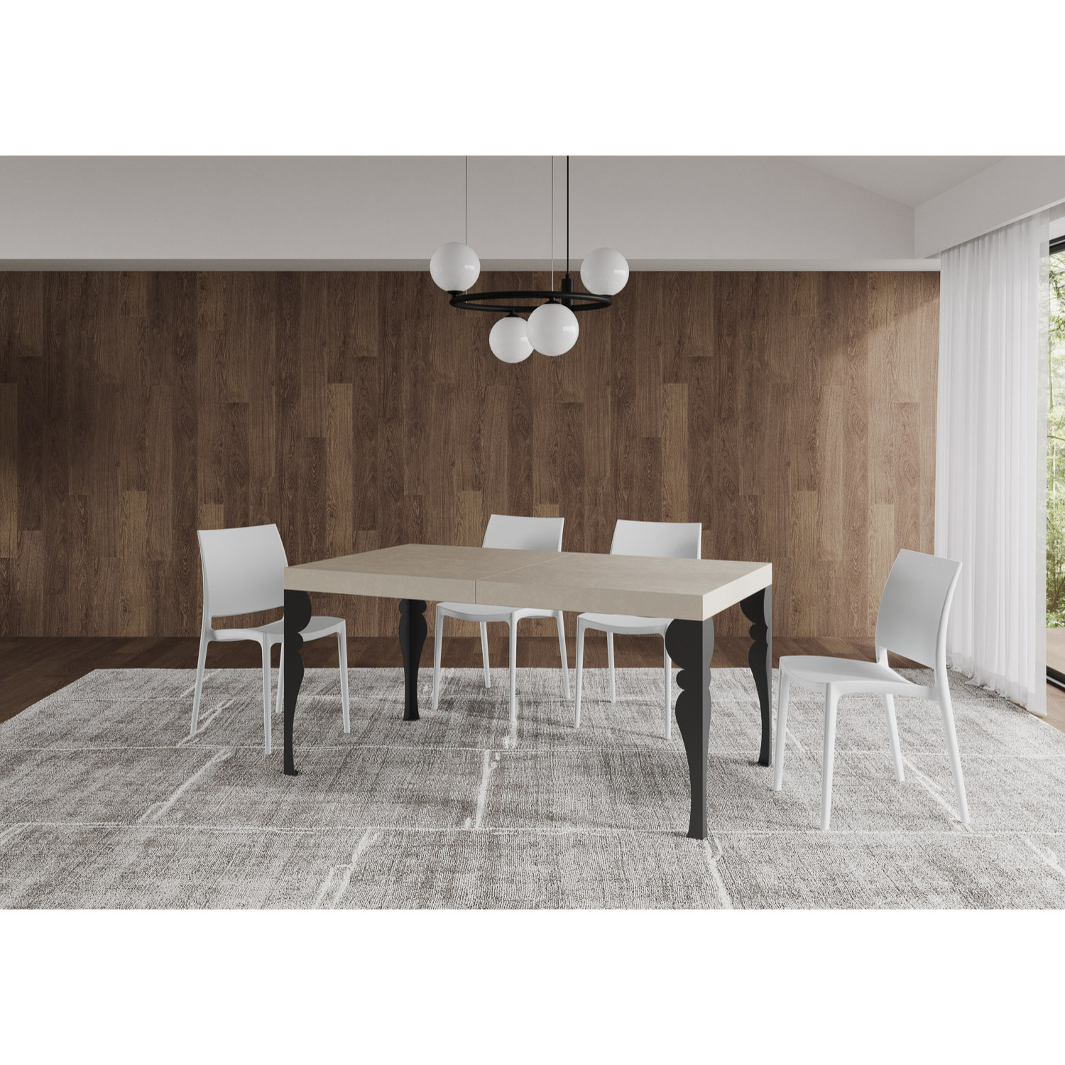 Mesa extensible 90x160/264 cm Paxon cachemira patas antracita