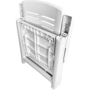 Yuma - Poltrona da giardino in resina. Poltrona pieghevole multiposizione. Sedia da spiaggia con braccioli 60x61xH109 cm bianca