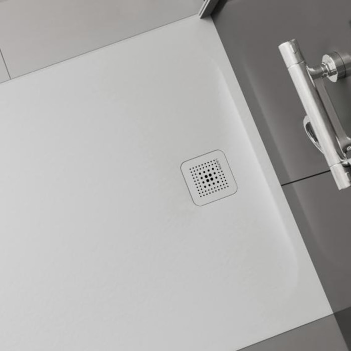Pro Receveur de douche en gel coat Marbond, extra-plat, carré, évacuation sur le côté 90x90, Blanc mat (H2109560000001)