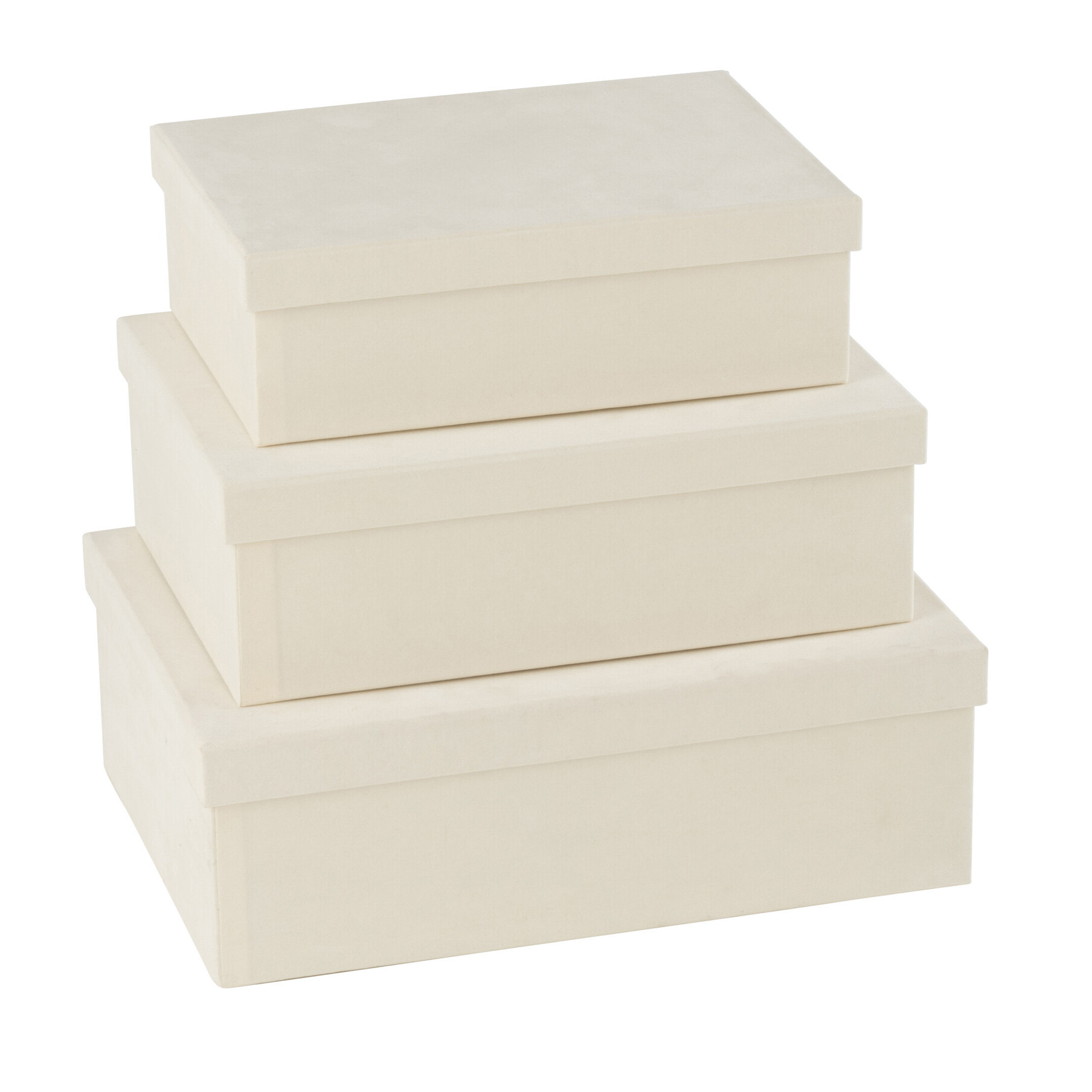 J-Line boîte Rectangle - velours/papier - blanc - 3 pcs