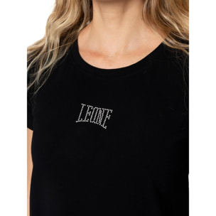 T-shirt donna a manica corta con logo strass Leone 1947 Never Without