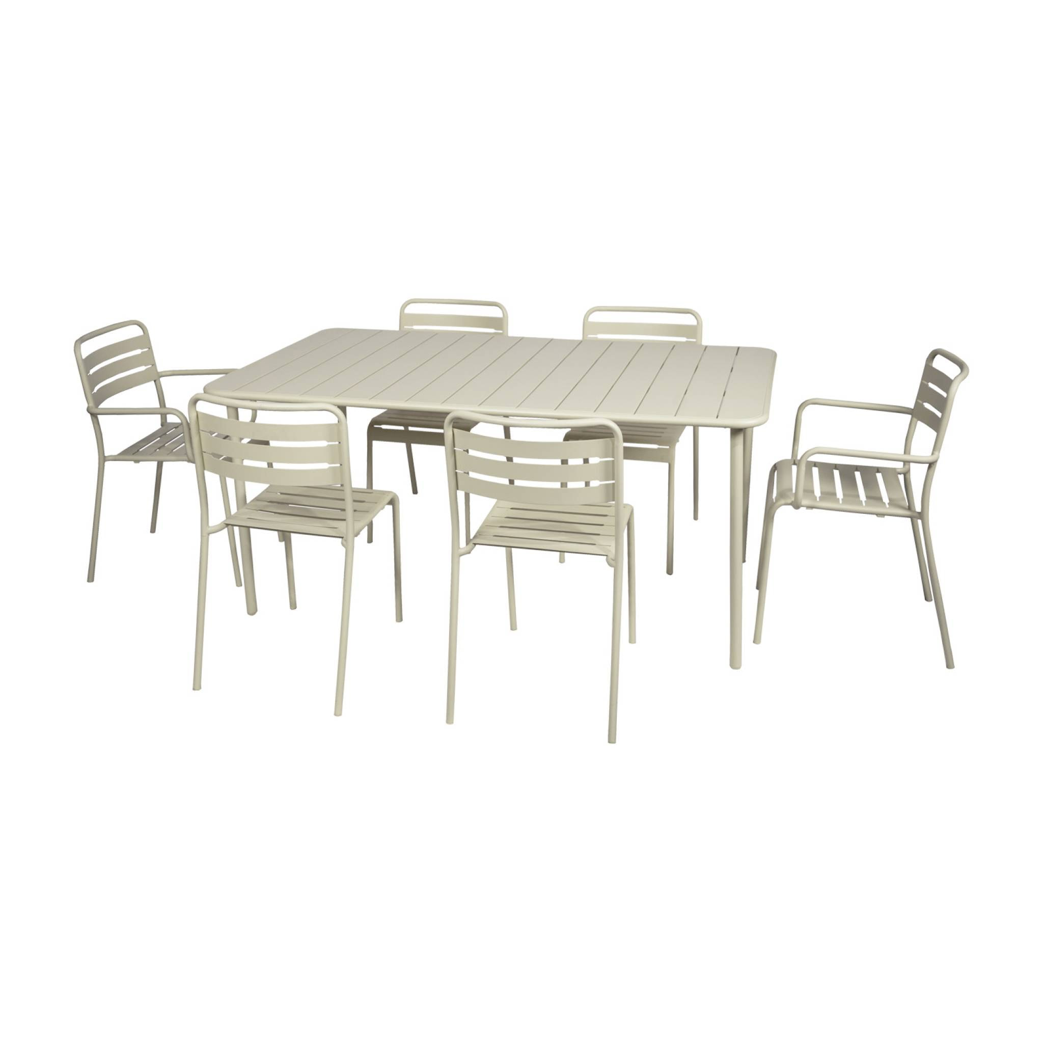 Table de jardin métal 6-8 places. beige. Amelia. 160x90xH72.5cm