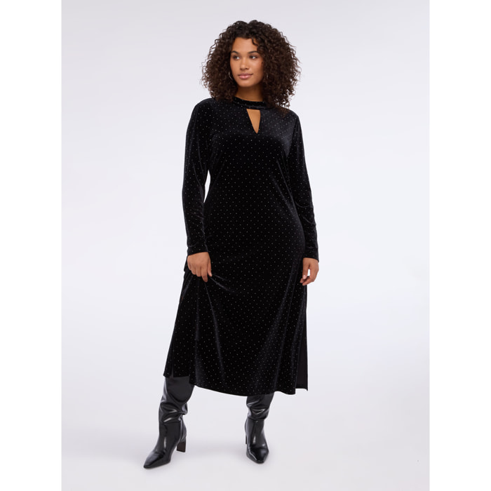 Fiorella Rubino - Vestido GLAM de terciopelo con puntos de luz - Negro