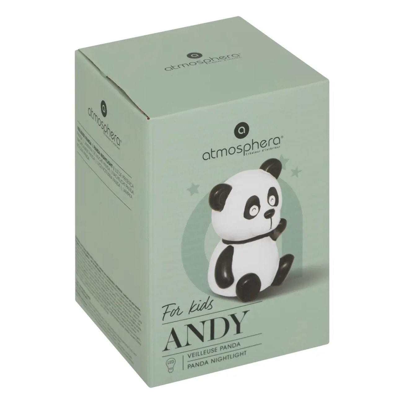 Veilleuse enfant à pile panda "Andy" blanc H13,5cm